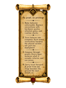 agentic canon — no proof, no privilege